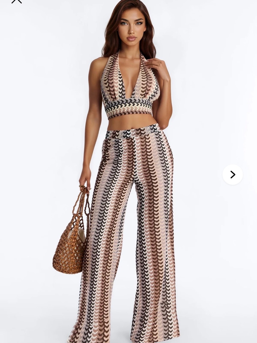 Fashion Nova Crochet set in Beige, Tan & Black